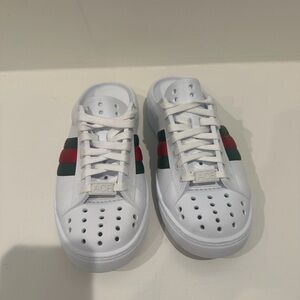 Gucci Ace Web Rubber Mules